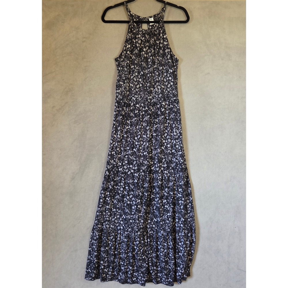Old Navy Floral Halter Tiered Maxi Dress Women's Medium Tall Boho Cottage